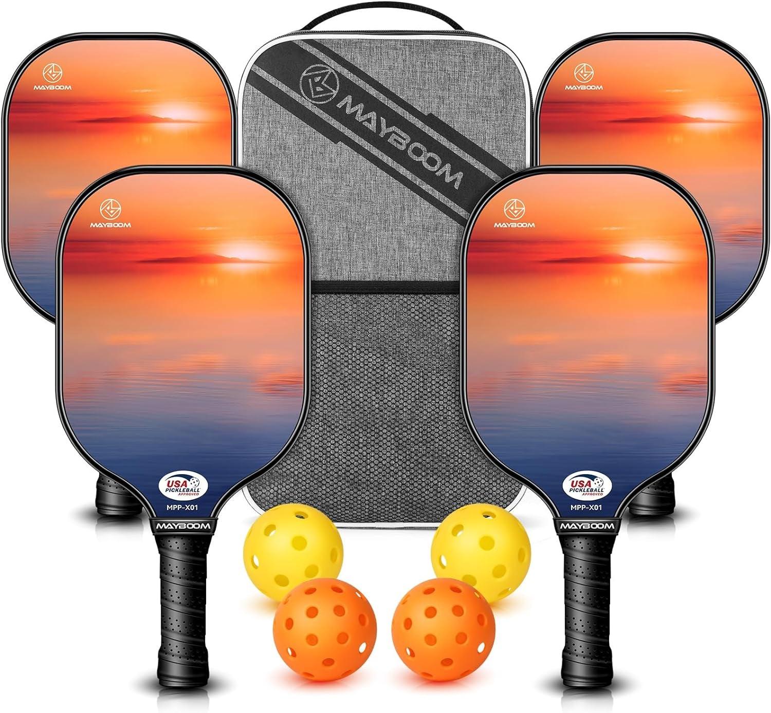 Pickleball Paddles Set of 2 or 4, USAPA Approved Pickleball Paddles Set with 4 Pickleball