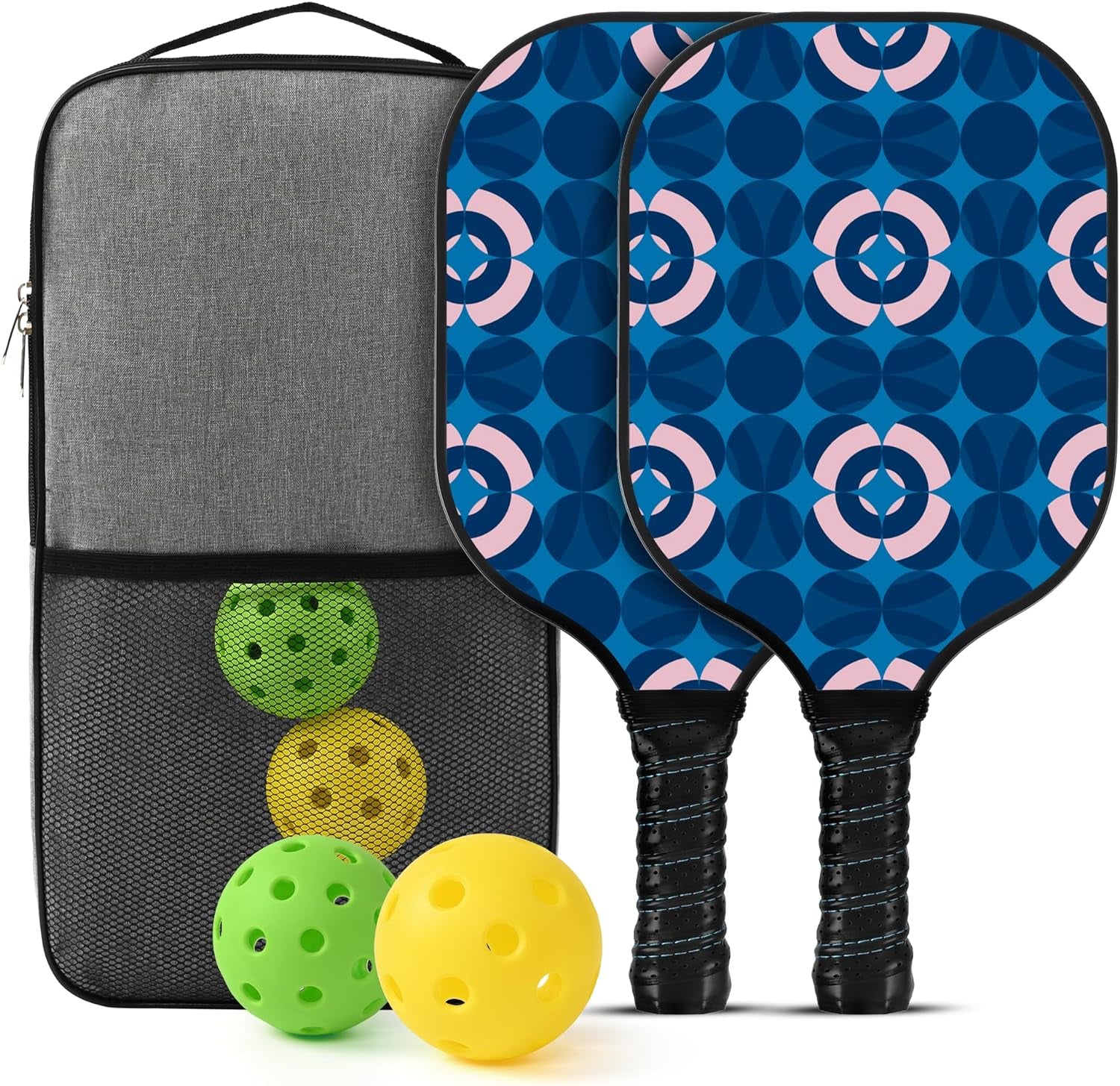 Pickleball Paddles Set | 2 Pickleball Racquets W Pickleball Bag | Graphite Carbon Fiber and Lightweight Paddle 