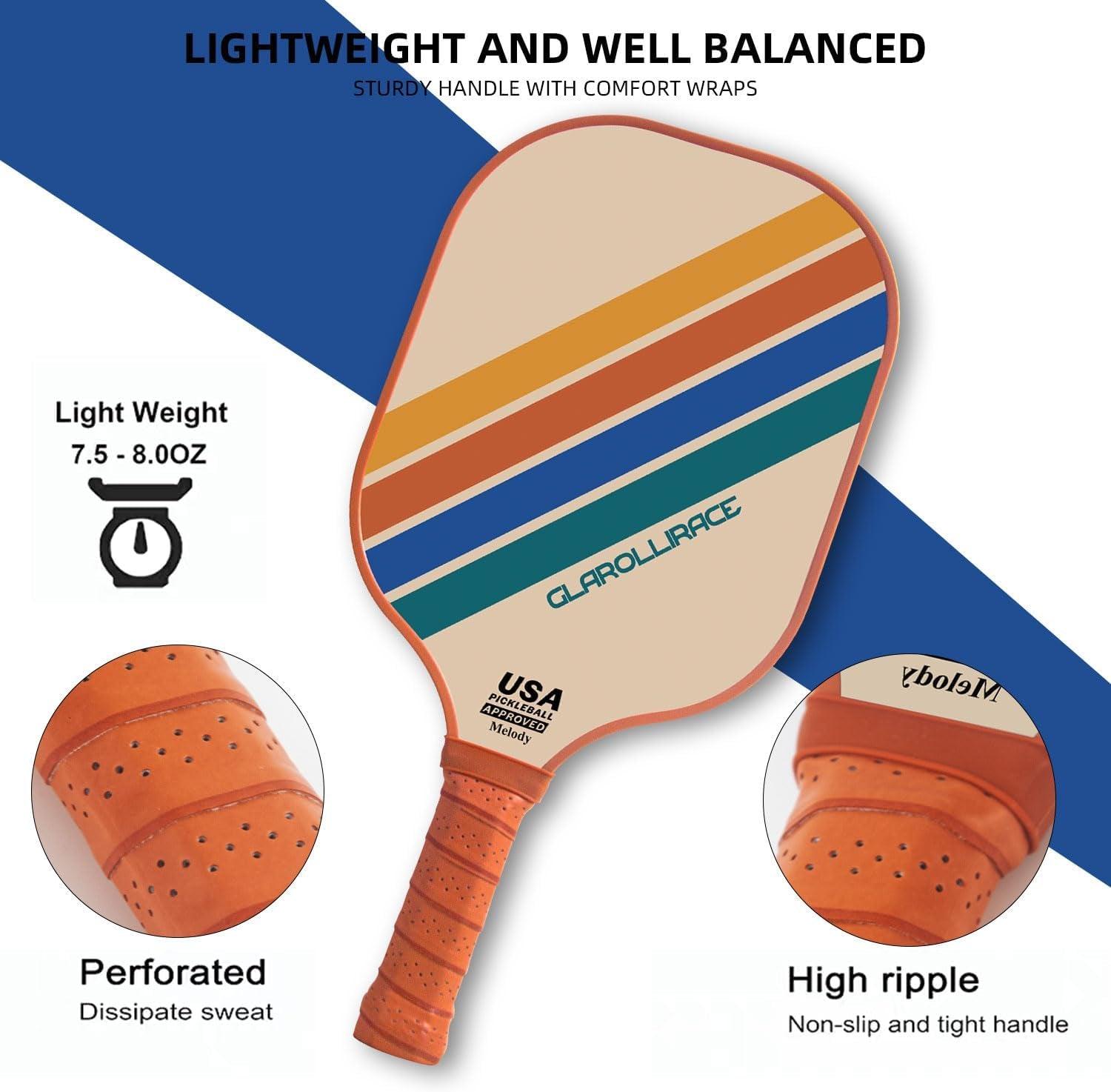 Pickleball Paddles Set of 2 Fiberglass Pickle Ball Paddles