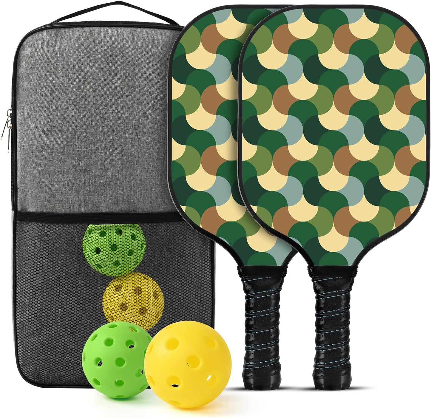 Pickleball Paddles Set | 2 Pickleball Racquets W Pickleball Bag | Graphite Carbon Fiber and Lightweight Paddle 