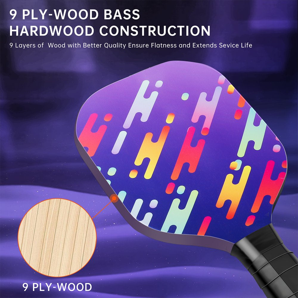 Pickleball Paddles, USAPA Approved Wood Pickleball Paddle Set with 4 Cooling Towels, 4 Pickleball Balls & Carry Bag, Pickleball Rackets with Cushion Comfort Grip, Gifts for Women Men Beginners