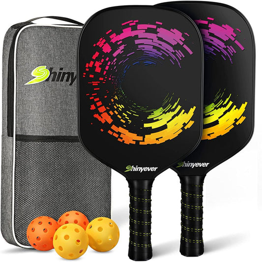 Set of 2 Pickleball Paddles with 4 Pickleball Balls and Bag, Lightweight Polymer Honeycomb