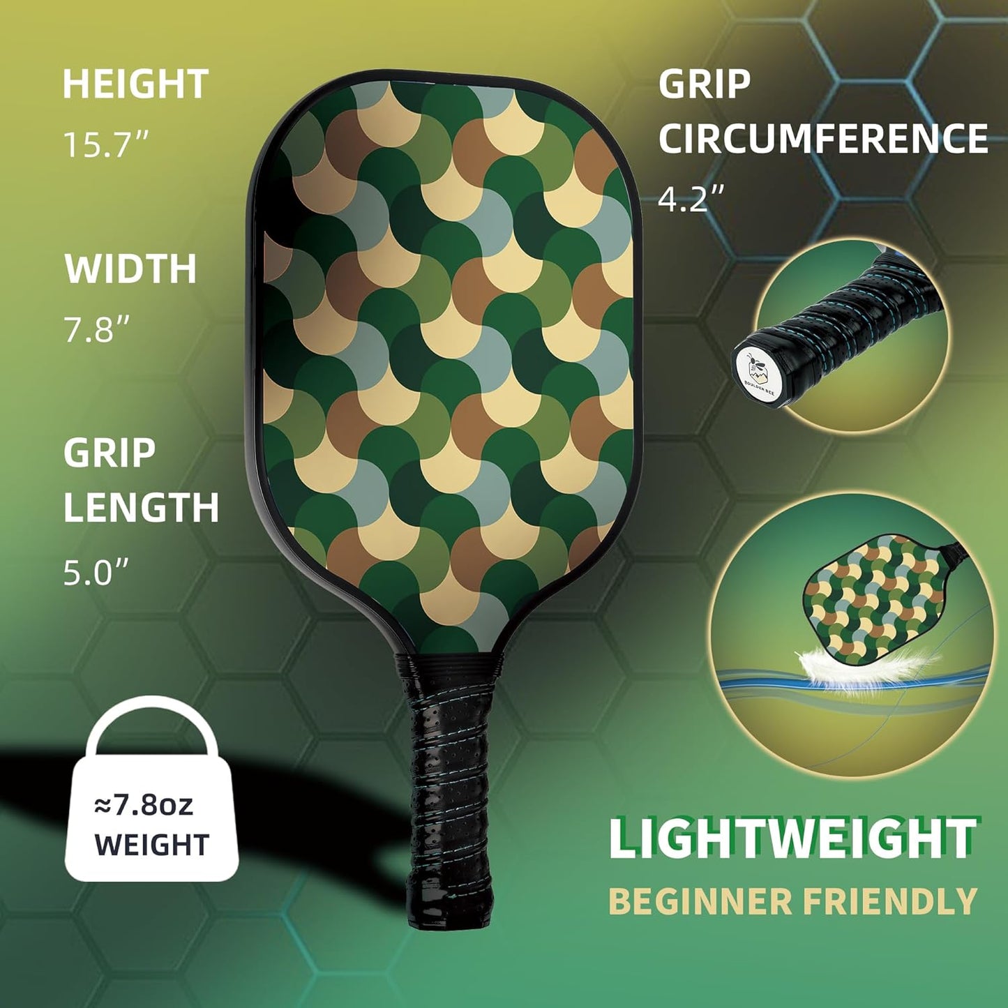 Pickleball Paddles Set | 2 Pickleball Racquets W Pickleball Bag | Graphite Carbon Fiber and Lightweight Paddle 