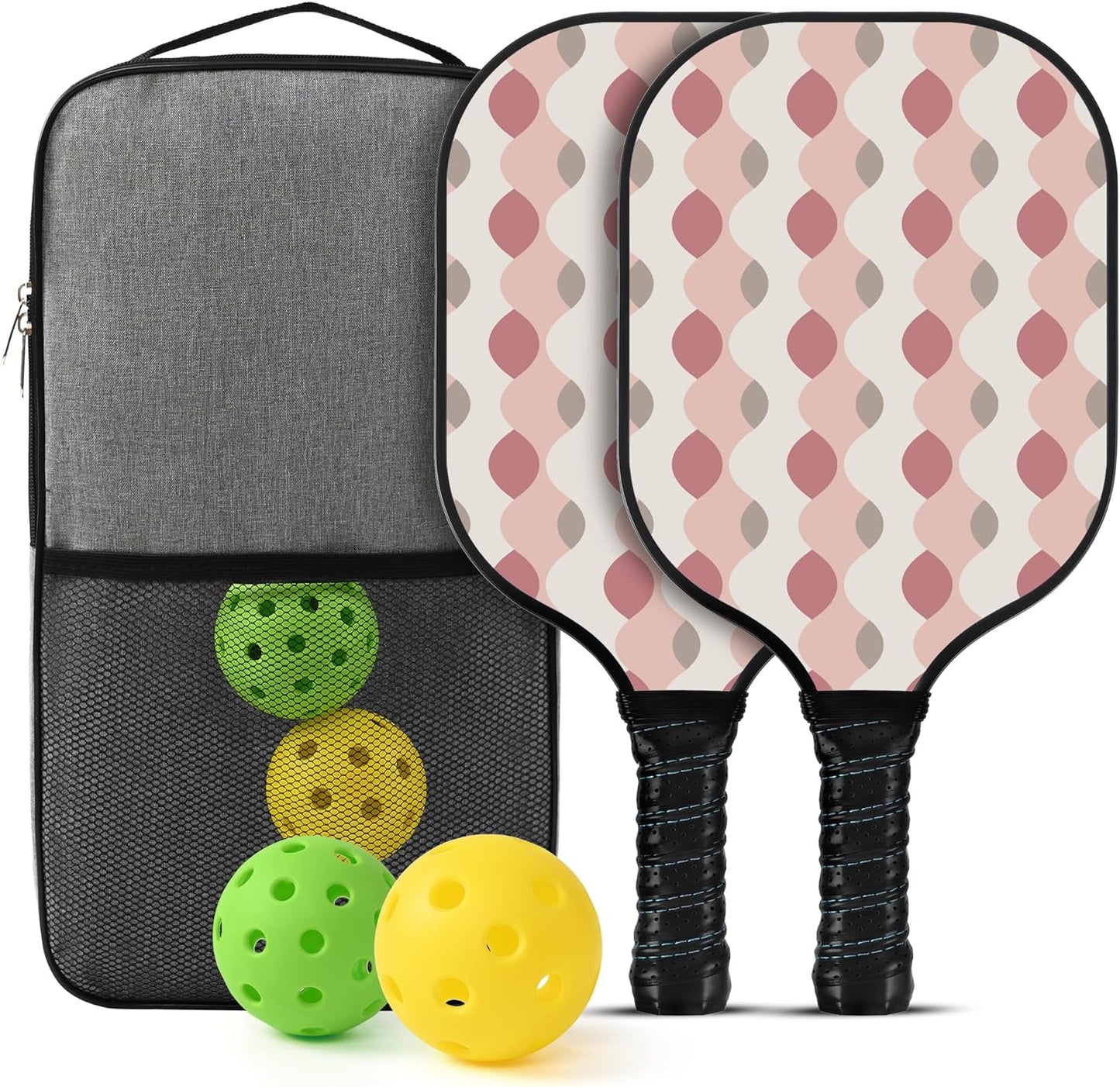 Pickleball Paddles Set | 2 Pickleball Racquets W Pickleball Bag | Graphite Carbon Fiber and Lightweight Paddle 