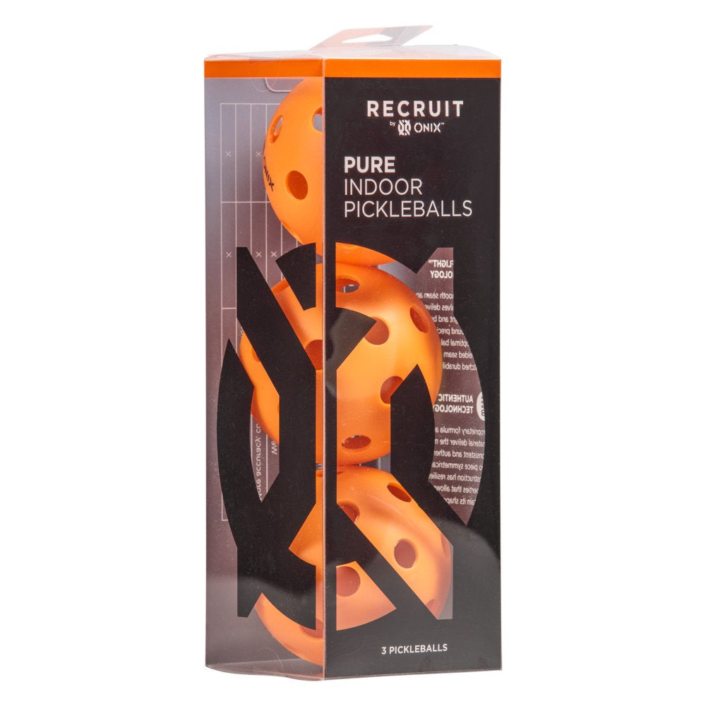 Recruit by  Pickleball Pure Indoor Balls (Orange, 3-Pack)