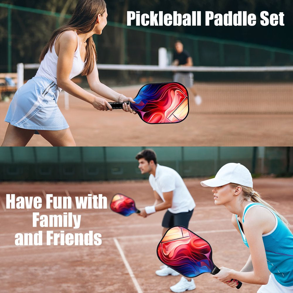 Pickleball Paddles Set with 4 Pickle-Ball , 4 Cooling Towel, 1 Pickleball Bag 