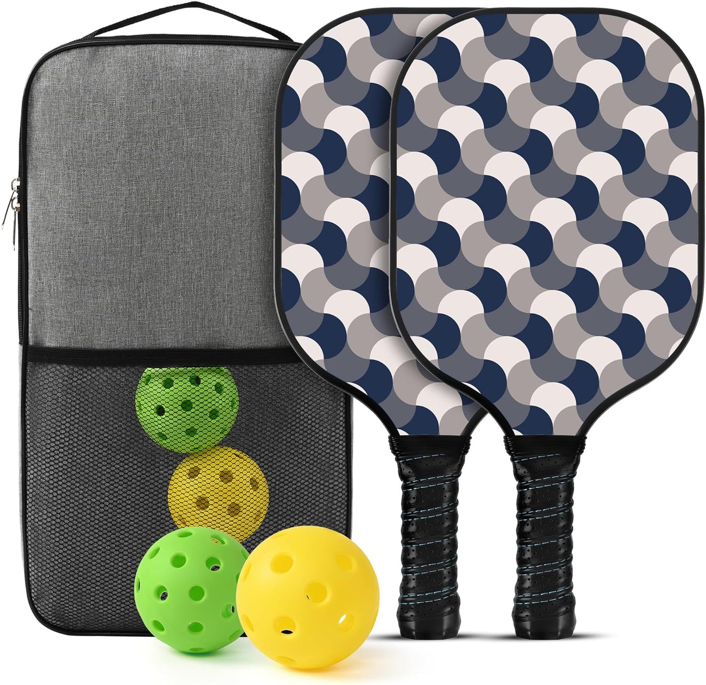 Pickleball Paddles Set | 2 Pickleball Racquets W Pickleball Bag | Graphite Carbon Fiber and Lightweight Paddle 