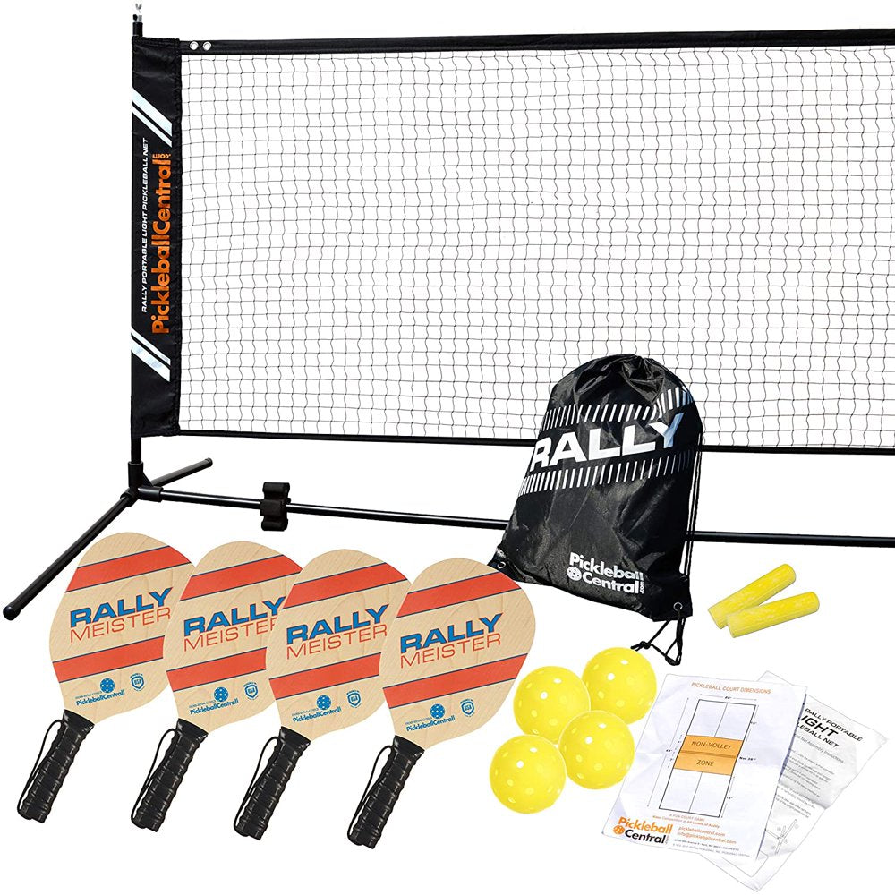 Rally Meister Complete Beginner Pickleball Set with Portable Pickleball Net