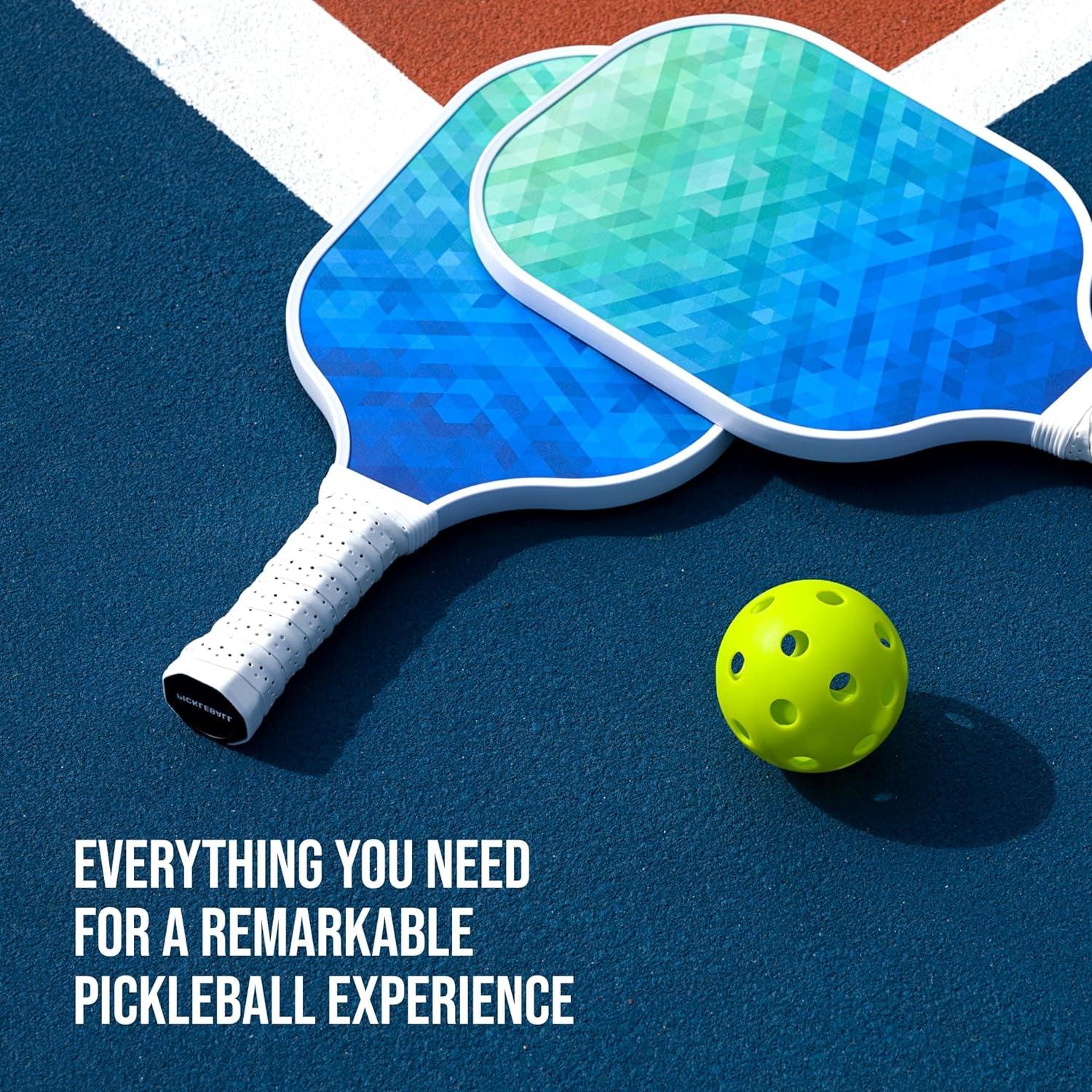 Fiberglass Pickleball Paddles Set of 2, Pickleball Paddle Set with Backpack - setpickleball