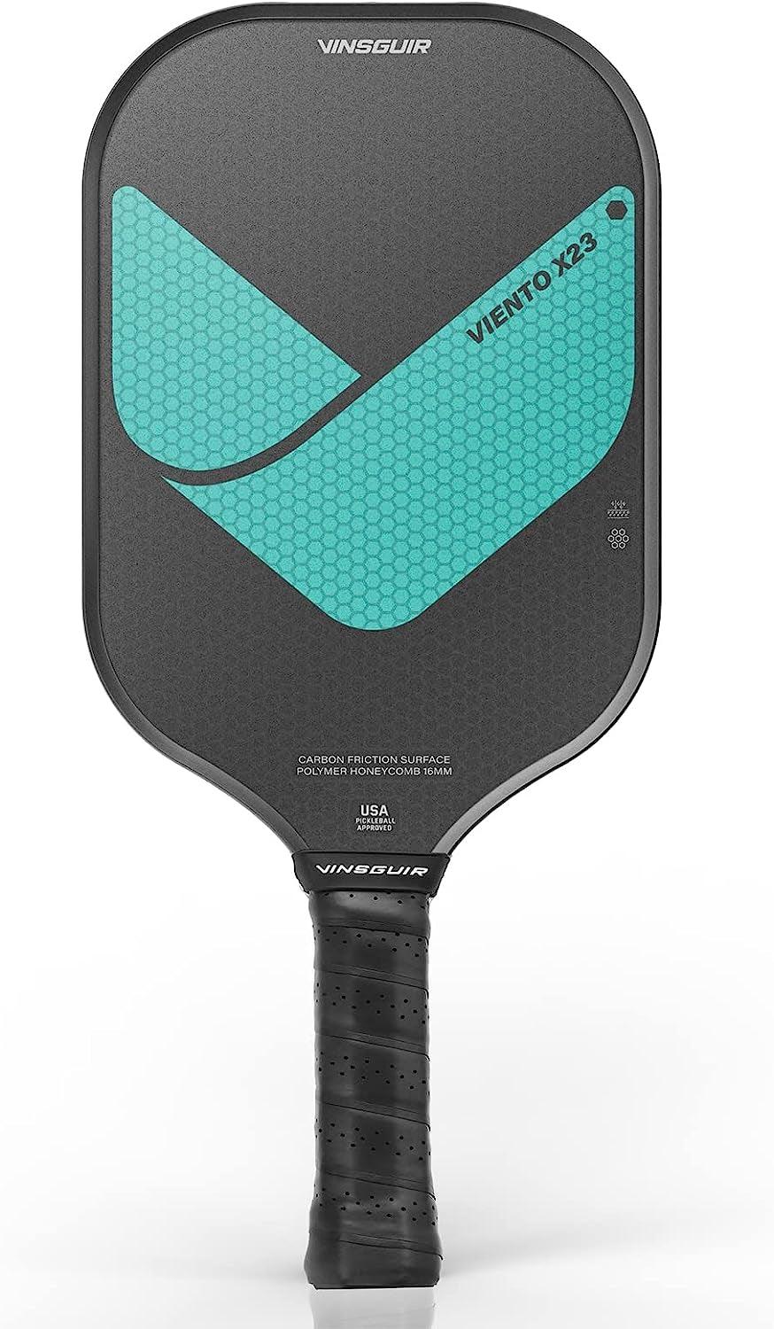 Pickleball Paddle 16MM Carbon Fiber Pickleball Paddle with Longer Handle, Elongated Paddle with Spinflex Surface