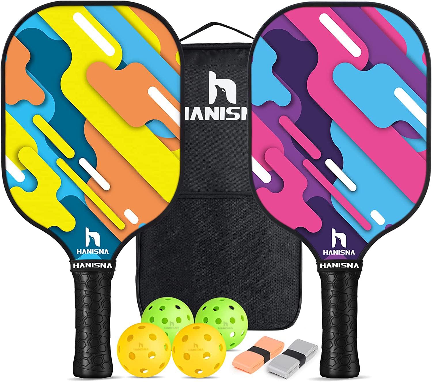 Pickleball Paddles Set of 2, Pickle Ball Rackets 2 Pack with Enhanced PP Honeycomb Core