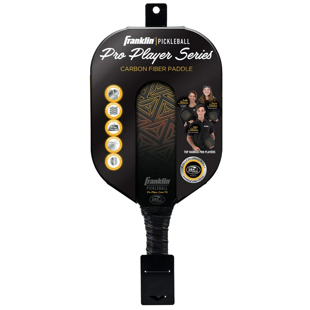 Pro Player Carbon Fiber Pickleball Paddle - USA Pickleball Approved- Black