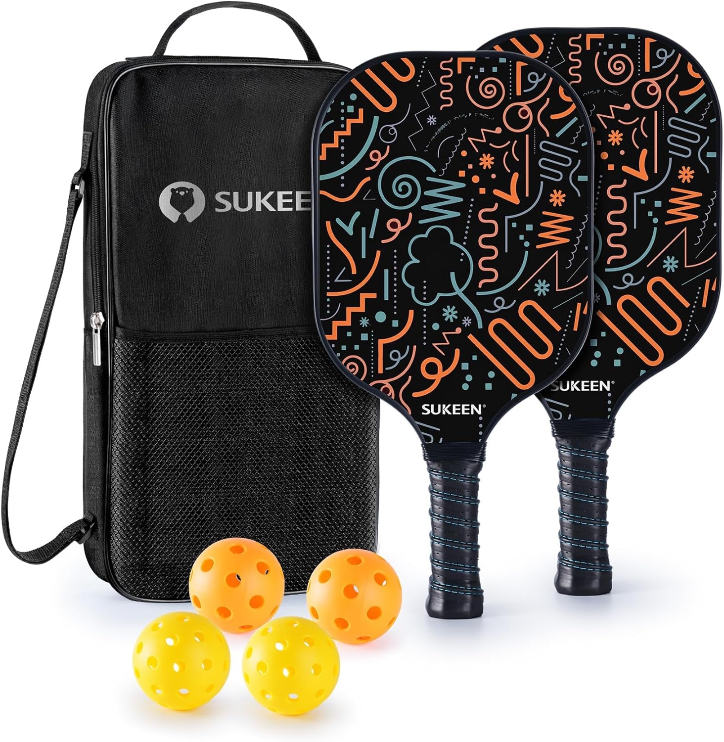 Pickleball Paddles Set of 2, Fiberglass Surface Pickleball Set with Pickleball Rackets, Pickle Ball Paddle Set ​For Men Women