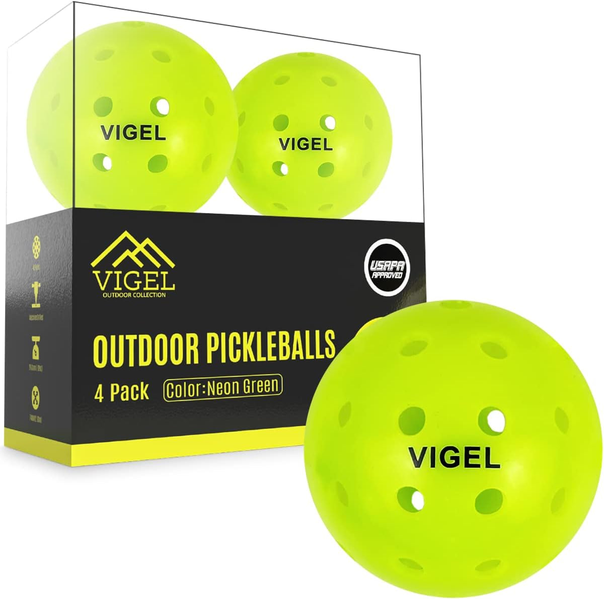 Premium Outdoor Pickleball Balls Set of 4-12, USAPA Approved Tournament and Competition Play, Perfectly Balanced