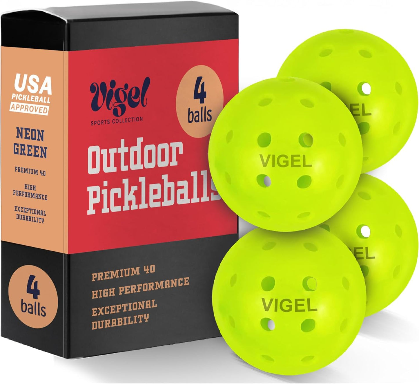 Premium Outdoor Pickleball Balls Set of 4-12, USAPA Approved Tournament and Competition Play, Perfectly Balanced