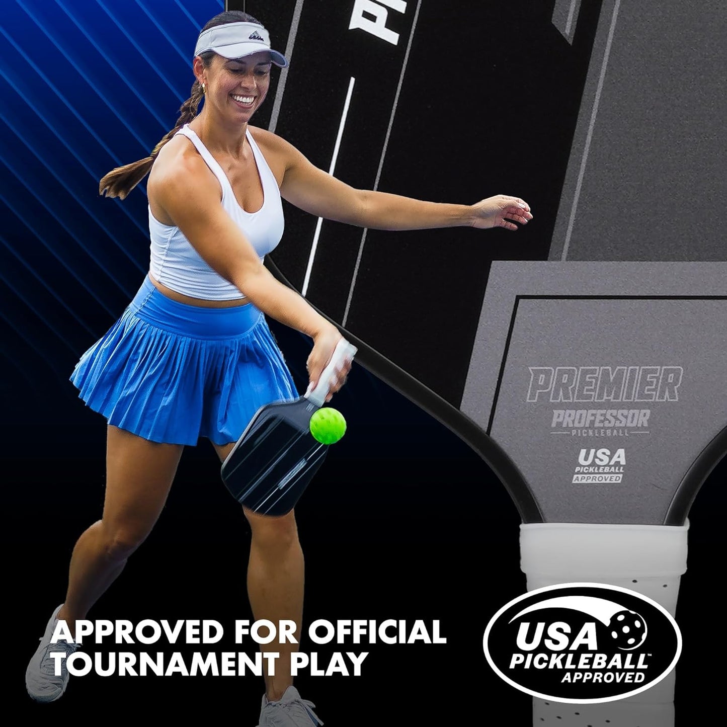 Premier Pickleball Paddle Set of 2 Fiberglass Surface Paddles, 4 Balls, Carrying Bag & Grips - 2024 USAPA Approved!