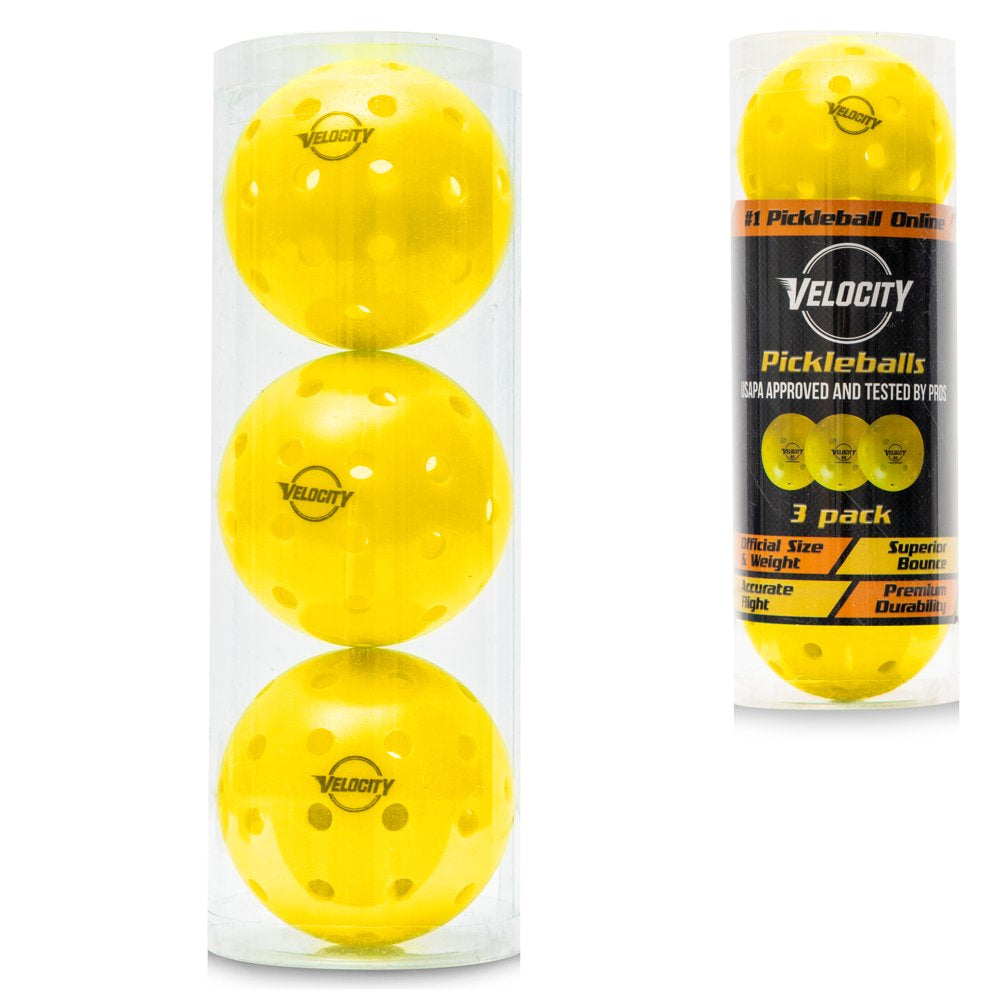 Outdoor 3 Count Yellow Pickleball Balls | USAPA Approved 40 Hole