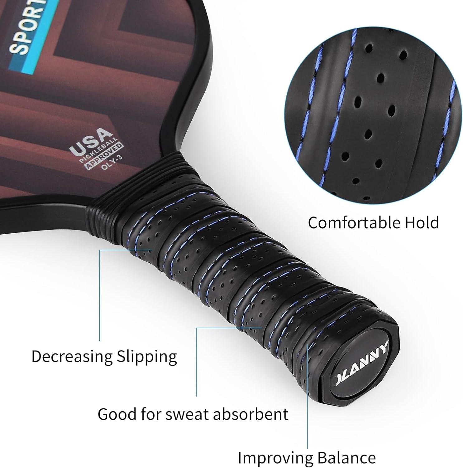 Graphite Pickleball Paddles Set- Includes Pickleball Paddles + Pickleball Balls+ Replacement Soft Grip + 1 Bag - setpickleball