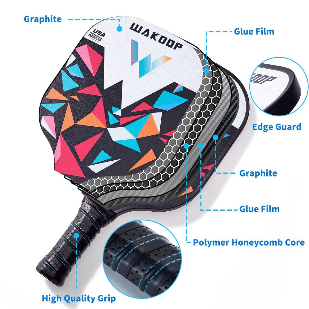 Pickleball Paddle USAPA Approved Set 2 Premium Graphite Craft Rackets Honeycomb Core