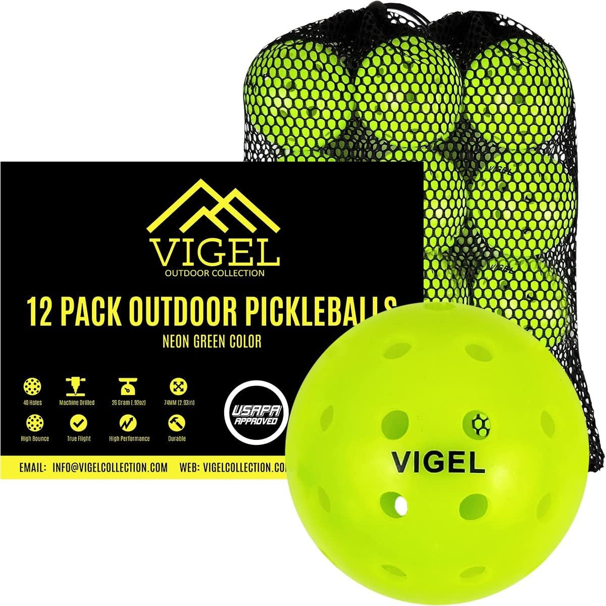 Premium Outdoor Pickleball Balls Set of 4-12, USAPA Approved Tournament and Competition Play, Perfectly Balanced