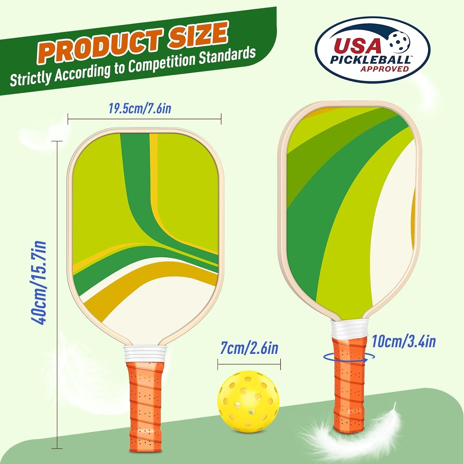 Pickleball Paddles Set of 4, Premium Wood with 4 Indoor & Outdoor Pickleball Balls and 1 Carry Bag