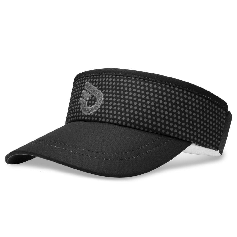 Unisex Lightweight Performance Running  Pickleball Sun Visor Dots Black