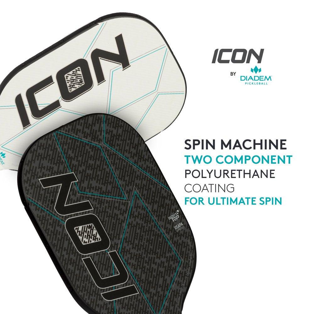 Icon Pickleball Paddle,Liteweight Carbon Fiber in Black,7.7Oz - setpickleball