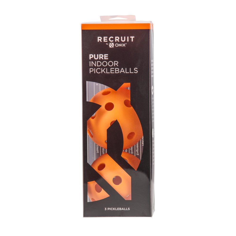 Recruit by  Pickleball Pure Indoor Balls (Orange, 3-Pack)