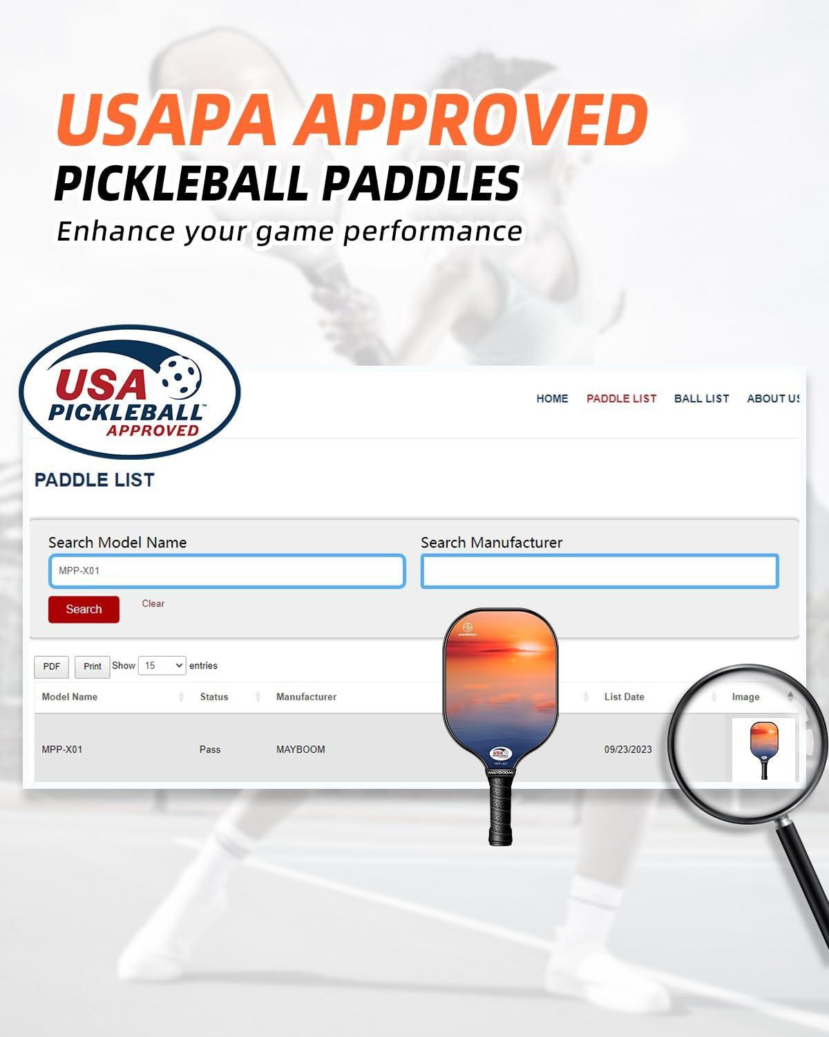 Pickleball Paddles Set of 2 or 4, USAPA Approved Pickleball Paddles Set with 4 Pickleball