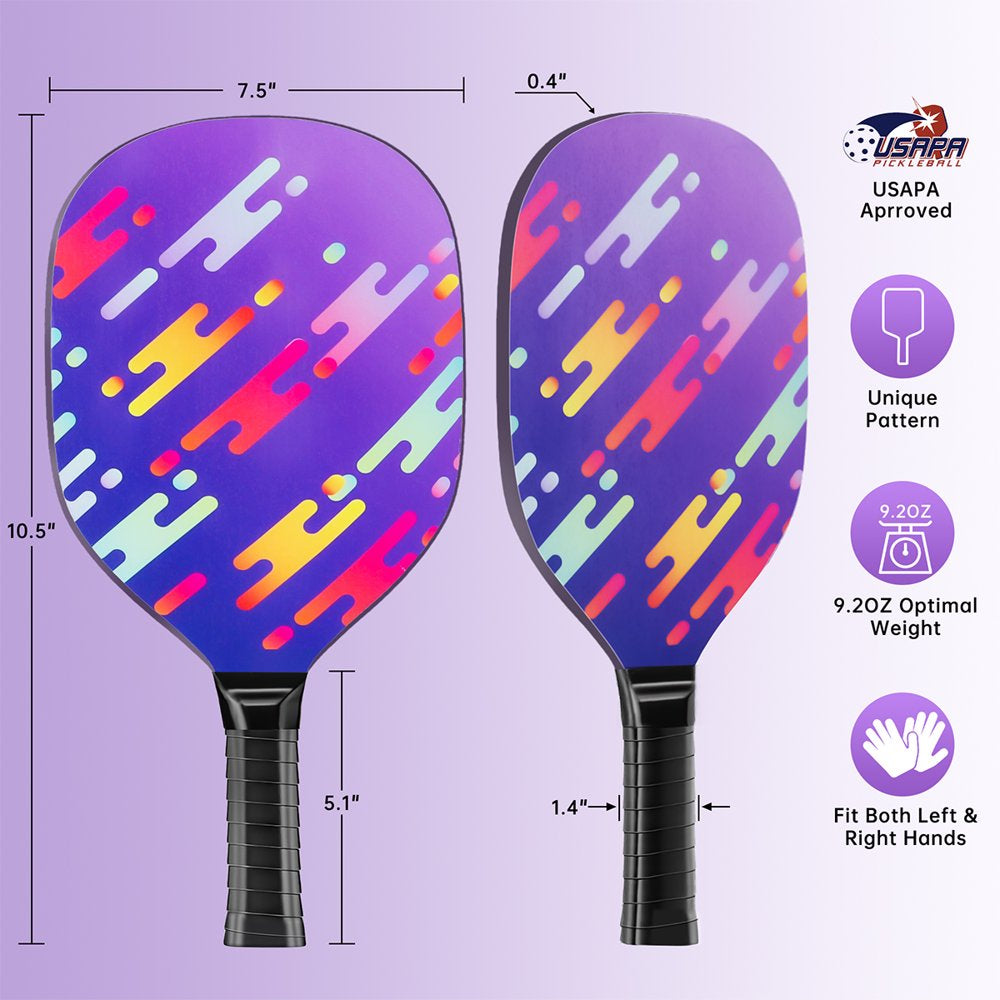 Pickleball Paddles, USAPA Approved Wood Pickleball Paddle Set with 4 Cooling Towels, 4 Pickleball Balls & Carry Bag, Pickleball Rackets with Cushion Comfort Grip, Gifts for Women Men Beginners