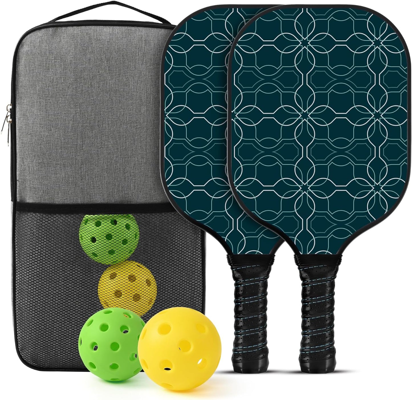 Pickleball Paddles Set | 2 Pickleball Racquets W Pickleball Bag | Graphite Carbon Fiber and Lightweight Paddle 