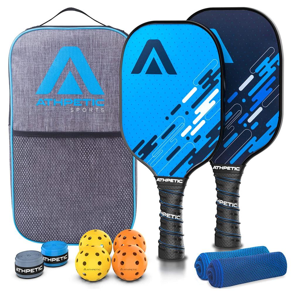 Fiberflex Pickleball Paddle Set, 2 Paddles, 4 Balls, 2 Overgrip Tapes, 2 Cooling Towels and Pickleball Bag - setpickleball