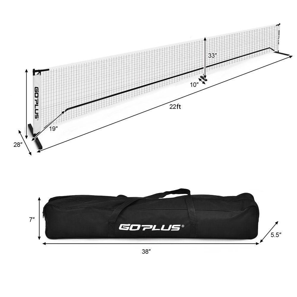 Goplus 22Ft Portable Pickleball Net Set System W/Carry Bag Indoor Outdoor Game - setpickleball