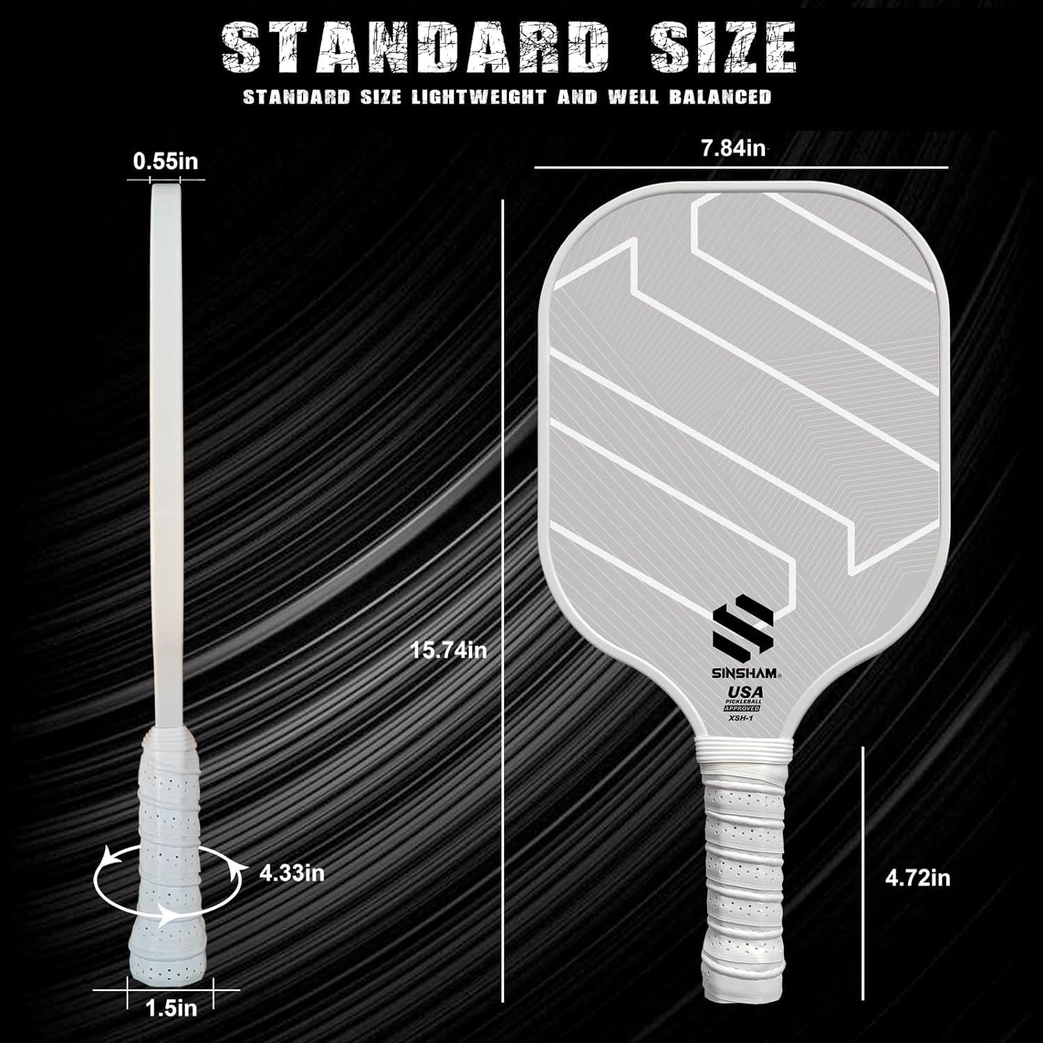 Pickleball Paddles Set of 4,  Graphite Pickleball Rackets Fiber Face & Polymer Honeycomb Core