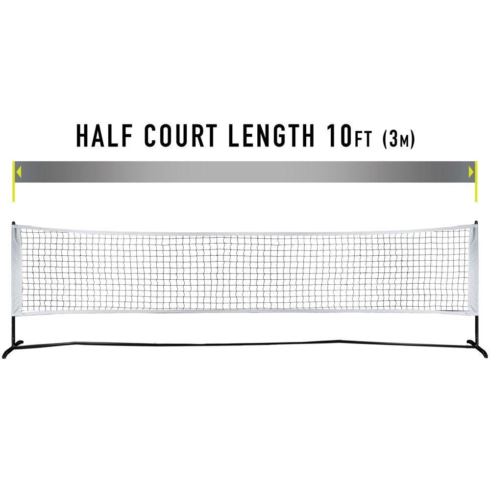 Pickleball 1/2 Court Net - 10' X 3' - Steel Construction, 10Ft Net, Multi-Sport