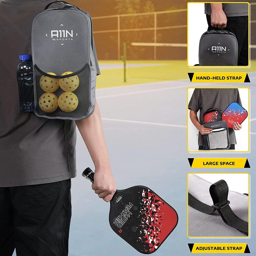 Hyperfeather R Pickleball Paddles Set of 2 for Beginners with 4 Outdoor Balls and 1 Backpack - setpickleball