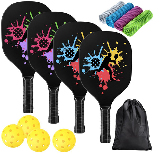 Pickleball Paddles, Pickle Ball Paddle Set of 4,  Pickleball Set with 4 Cooling Towels and Carry Bag